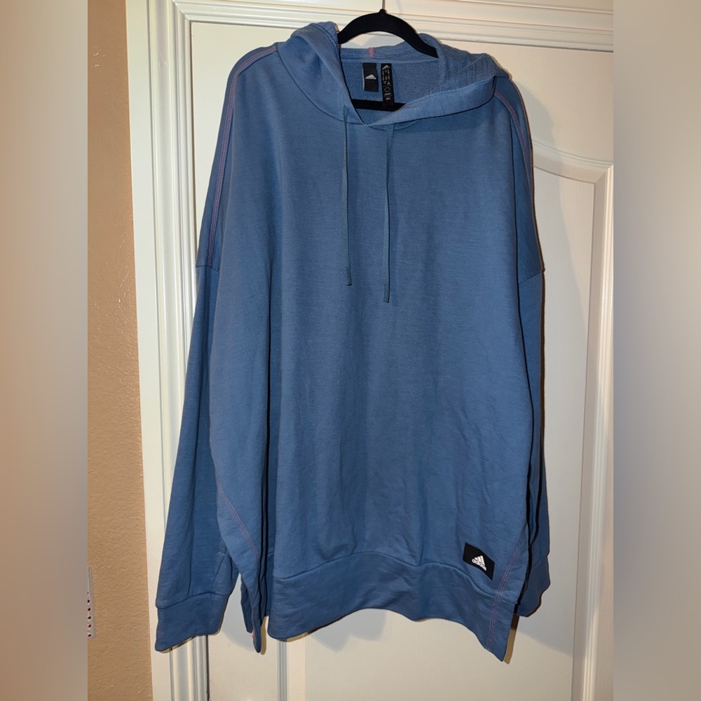Adidas Classic Blue Pullover hoodie with cutout arms